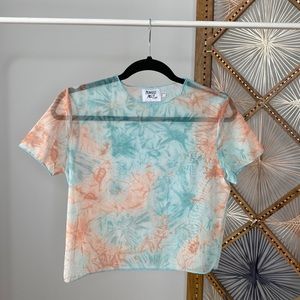 Tie Dye Mesh Cropped T-Shirt